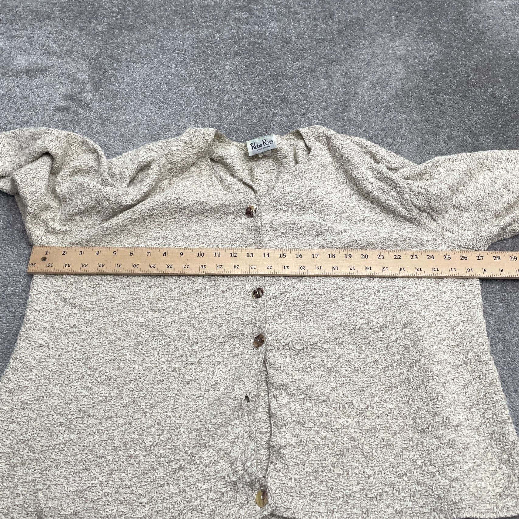 Vintage Reba Rose Cardigan Sweater Womens 2X Beige Crochet Chunky Knit Cotton Casual Size XXL / US 16-18 / IT 52-54 - 7 Thumbnail