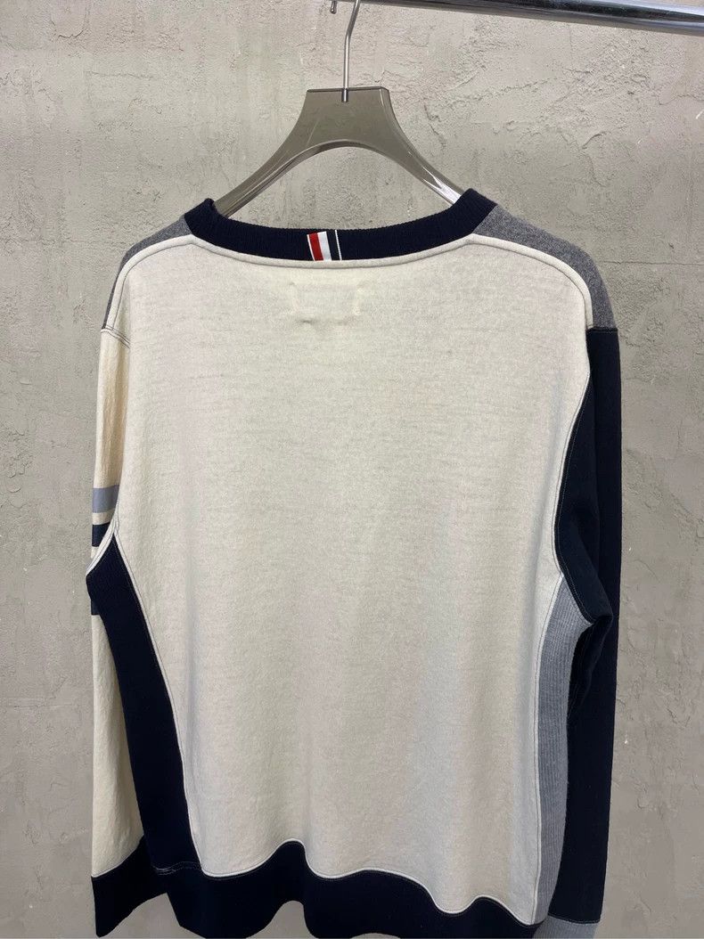 Thom Browne Thom browne Gray beige color block four-striped wool round- Size US XL / EU 56 / 4 - 4 Thumbnail