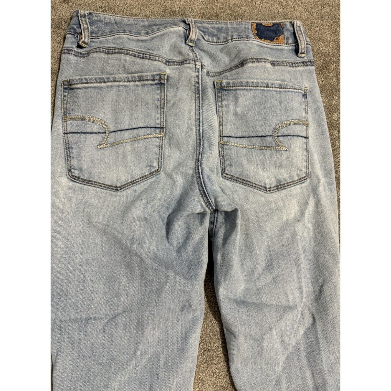 American Eagle Outfitters American Eagle Blue Next Level Stretch Hi-Rise Jegging Pants Size 6 Reg Distress Womens Jeans Size 28" / US 6 / IT 42 - 4 Thumbnail