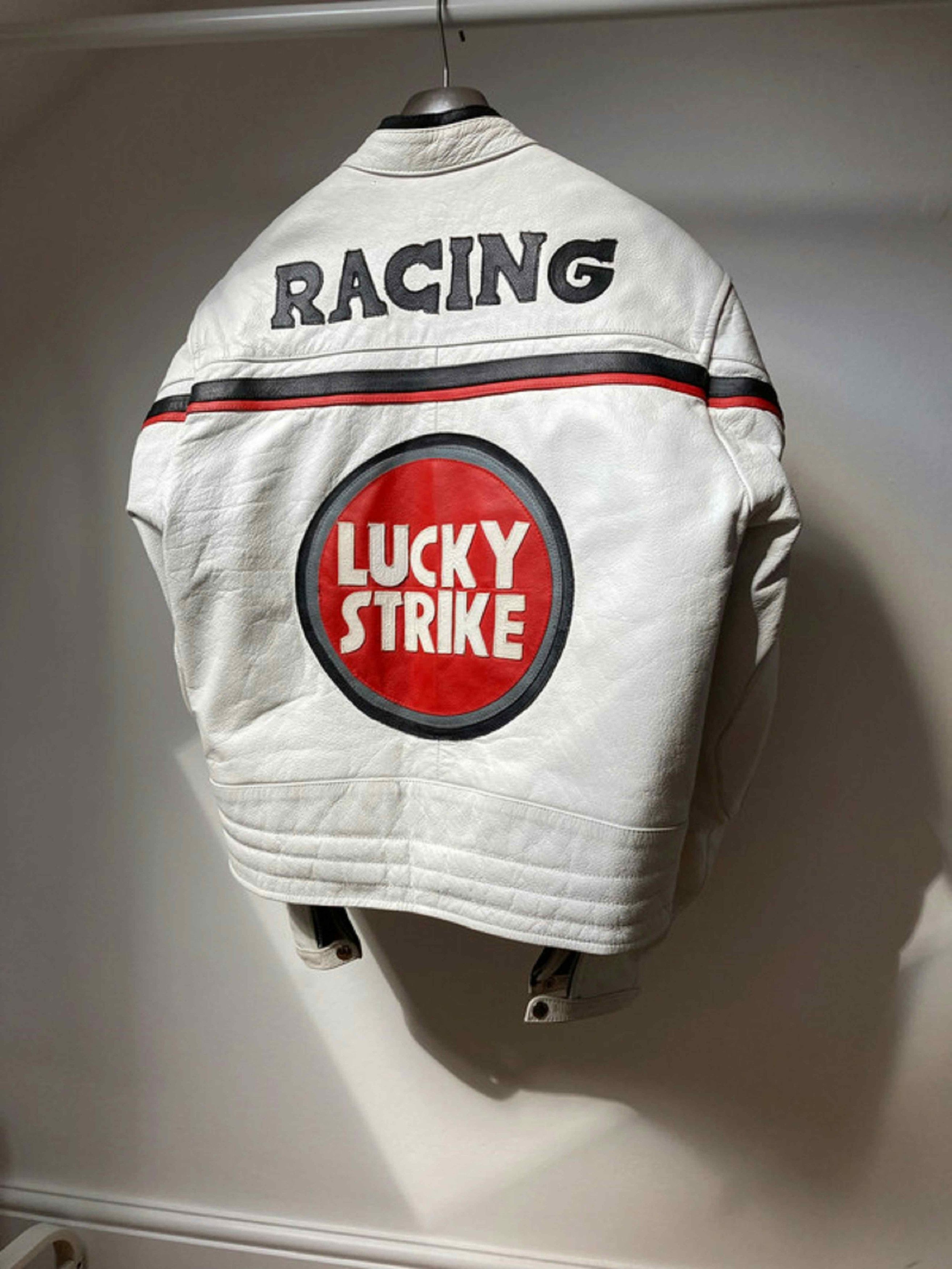 Vintage Lucky Strike Leather Jacket Racing Vintage Size XXL / US 16-18 / IT 52-54 - 2 Thumbnail