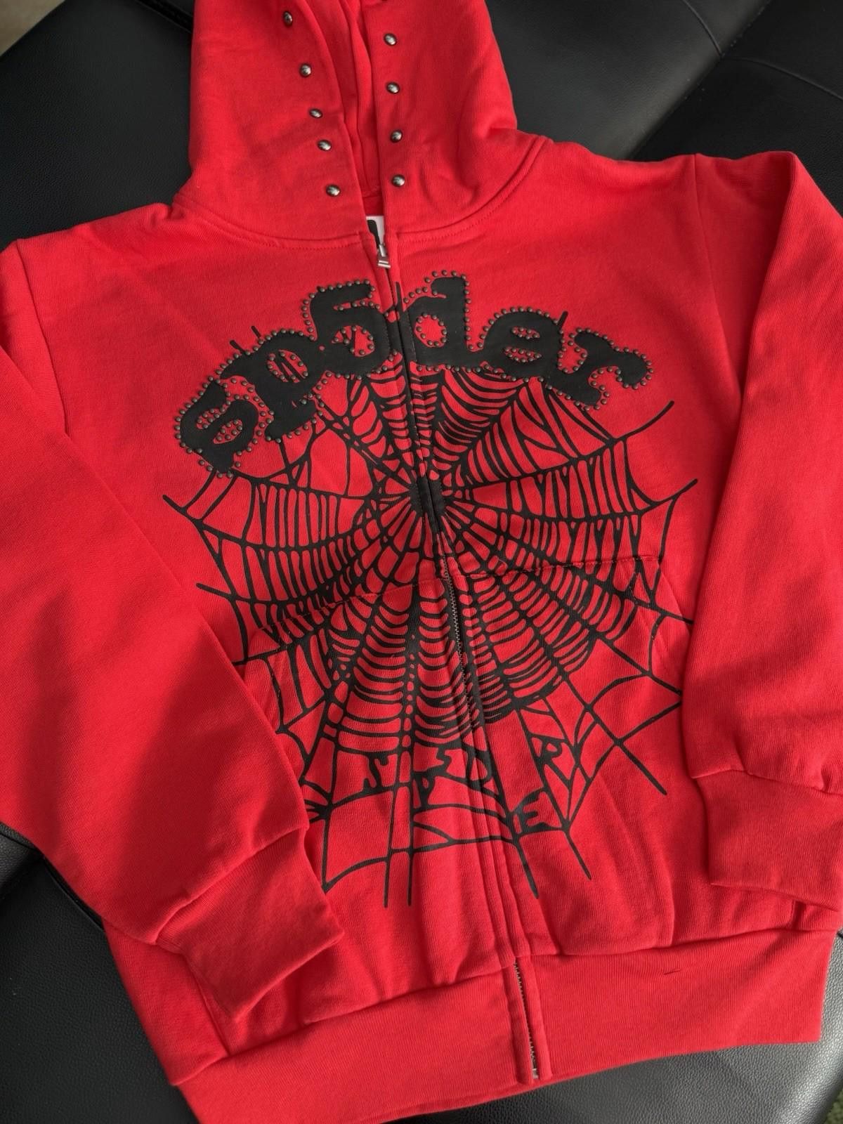 Sp5der Sp5der Worldwide Red Zip Up Studded Hoodie Size XS (NEW) Size US XS / EU 42 / 0 - 3 Thumbnail