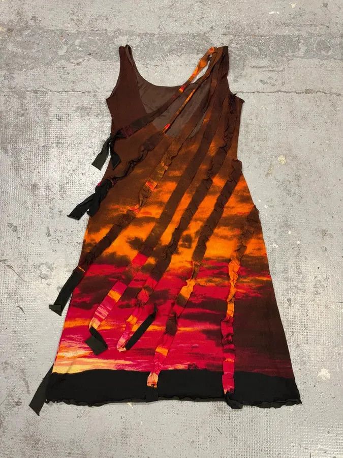 Roberto Cavalli 2000s Roberto Cavalli Orange Sunset Dress Size M / US 6-8 / IT 42-44 - 3 Thumbnail