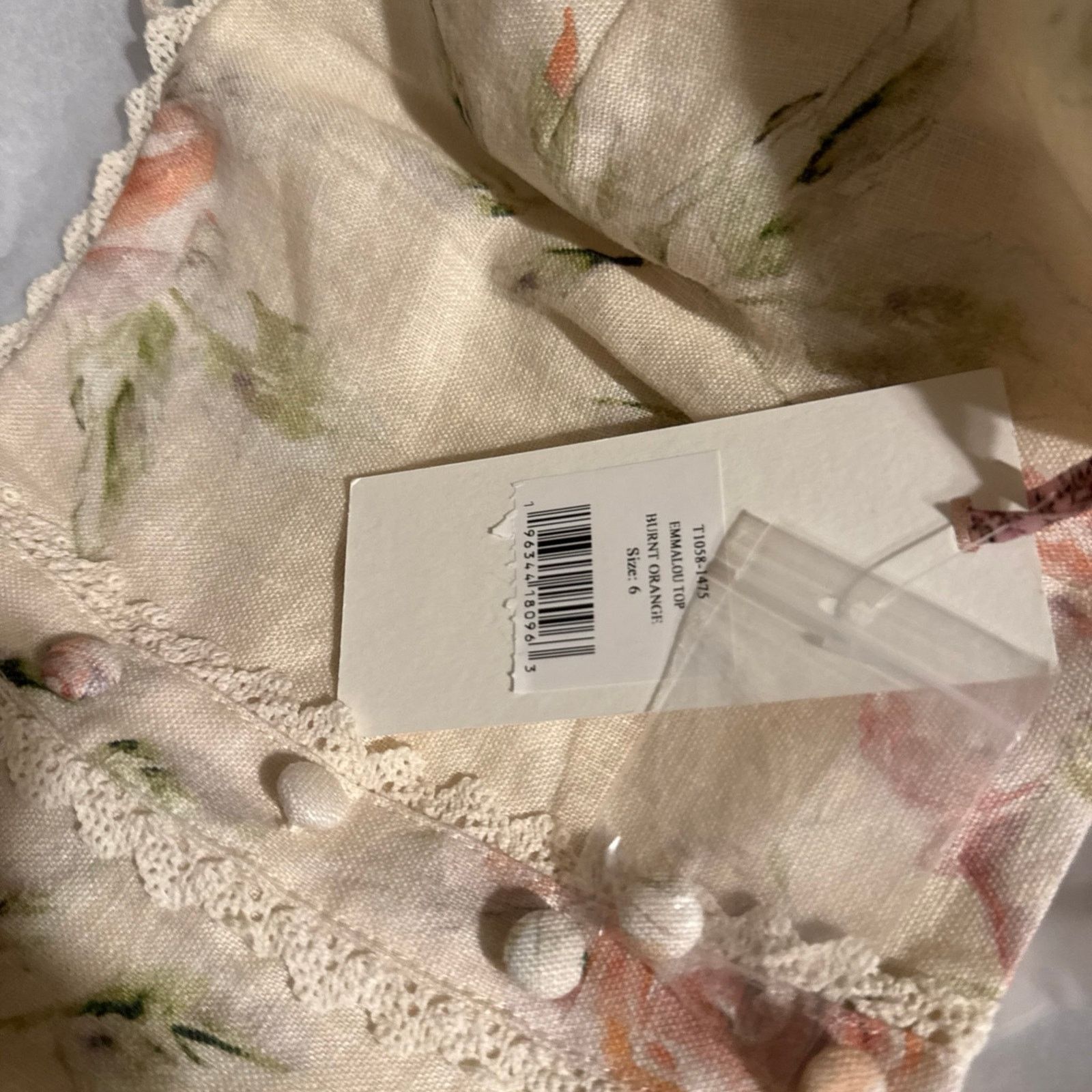 LoveShackFancy Emmalou cropped crochetrimmed floral print linen top Size M / US 6-8 / IT 42-44 - 5 Thumbnail