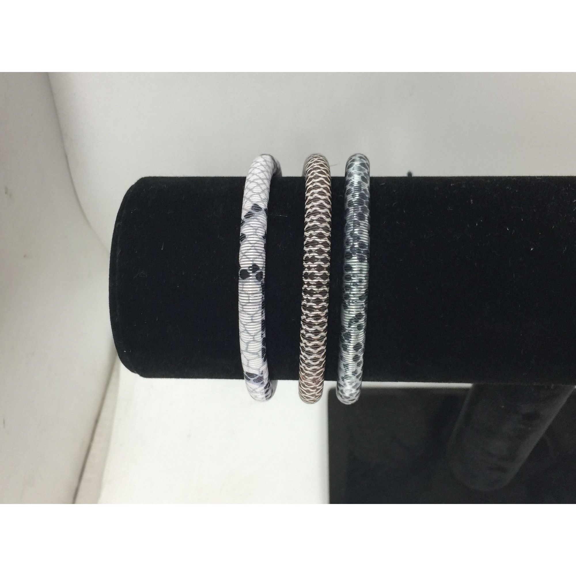 Other Snakeskin Patterned Stretchy Bangle Bracelets - Set of (3) Size ONE SIZE - 9 Thumbnail