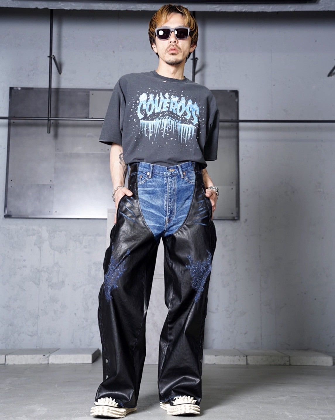 Doublet Doublet 25ss leather coated denim chaps pants | Grailed