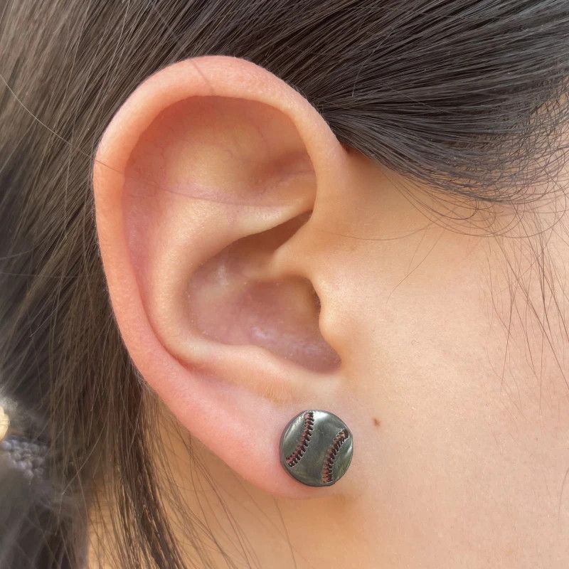 Jewelry Baseball Mini Stud Earrings Charm Earring Gift Size ONE SIZE - 2 Thumbnail