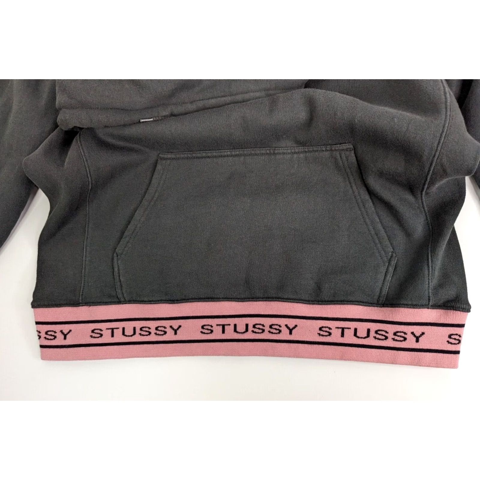 Vintage Stussy Men's Faded Black Pink Jacquard Rib Long Sleeve Pullover Hoodie Sz Medium Size US M / EU 48-50 / 2 - 5 Thumbnail