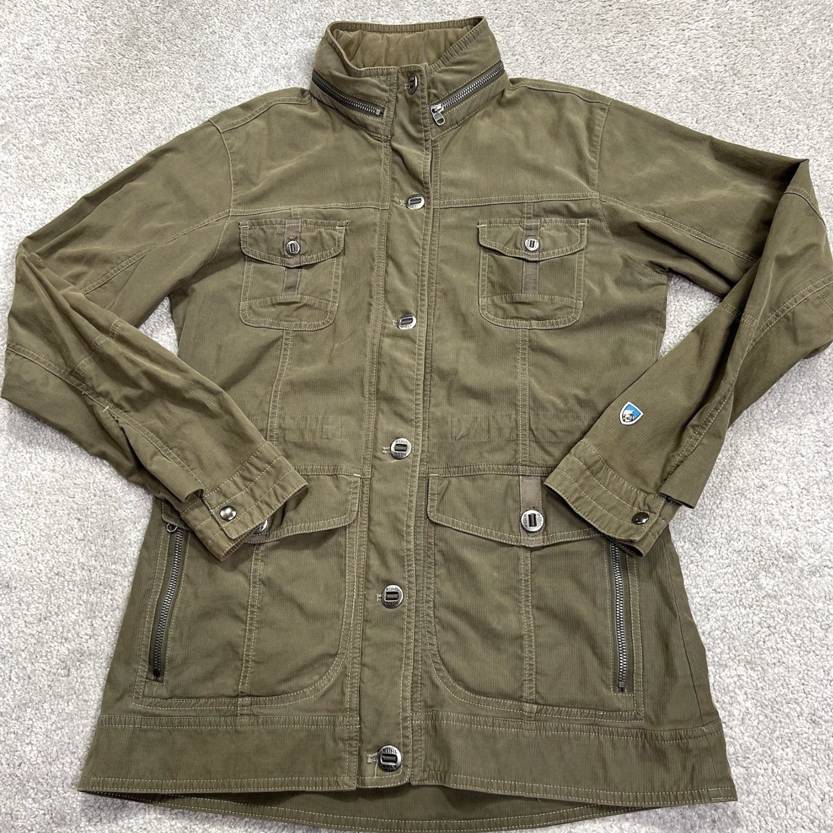 Vintage Kuhl Womens Rekon Small Jacket Army Olive Green Hooded Full Zip Pockets Size S / US 4 / IT 40 - 2 Thumbnail