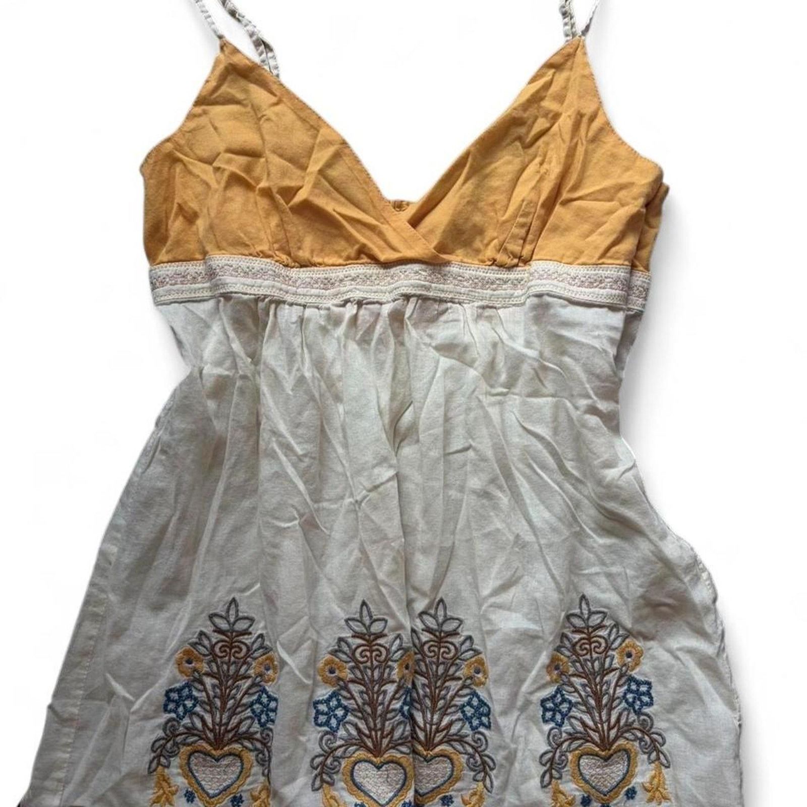 Other Vintage Yellow & Cream Tank with Embroidered Details Size M / US 6-8 / IT 42-44 - 1 Thumbnail