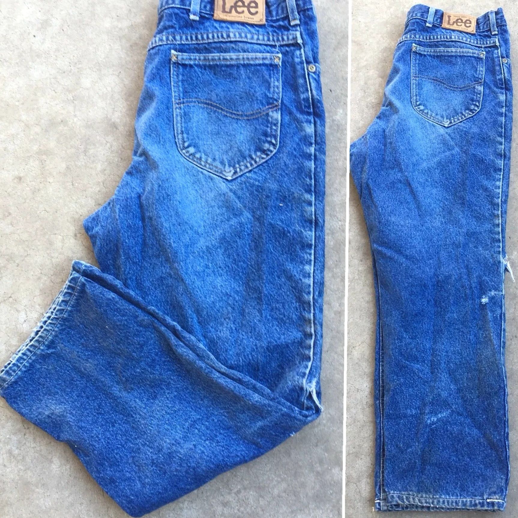 Lee VINTAGE Lee Jeans Storm Rider Naturally Destroyed 38 X 32 USA Denim Blue 1980s 90s Mens Jeans Size US 36 / EU 52 - 5 Thumbnail