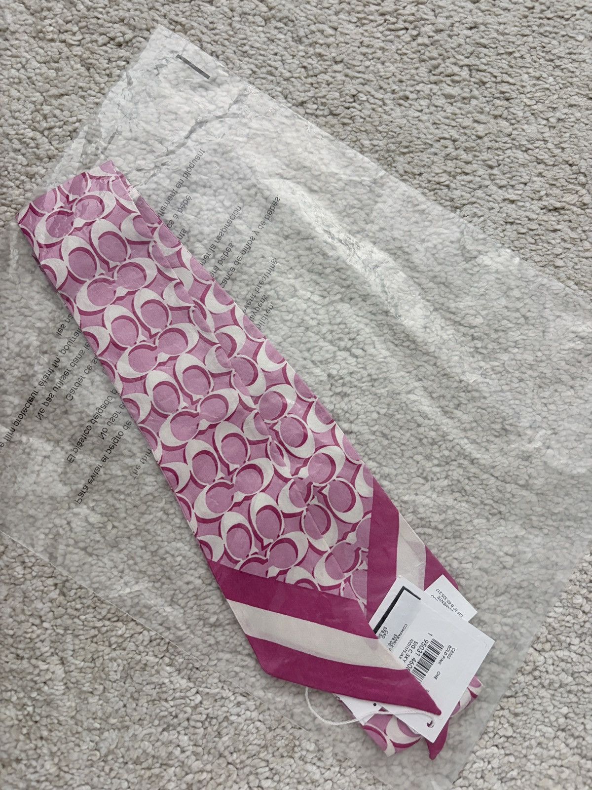 Coach NEW Coach signature silk pink skinny scarf Size ONE SIZE - 1 Thumbnail
