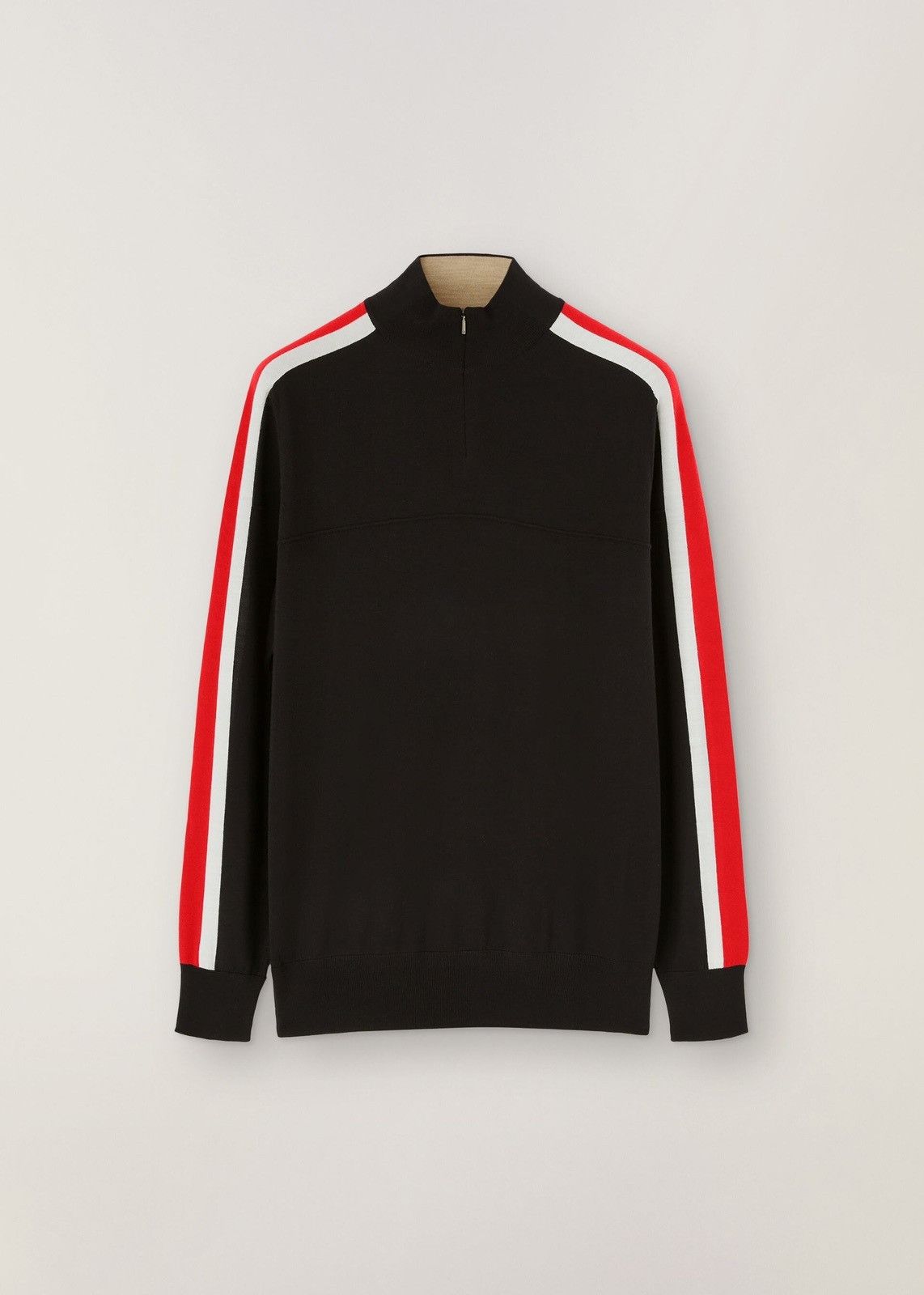 image of Loro Piana O1Loc1C0124 Mezzocollo Sweater In Black/white/red, Men's (Size Large)