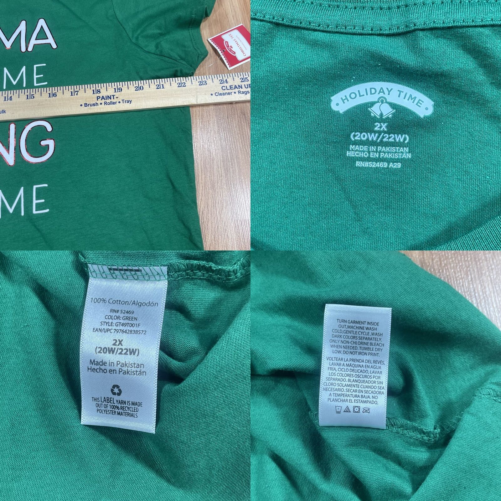 Vintage Holiday Time Shirt Womens 2XL Green Women Size 20W 22W Round Neck Short Sleeve NWT Size XXL / US 16-18 / IT 52-54 - 8 Thumbnail