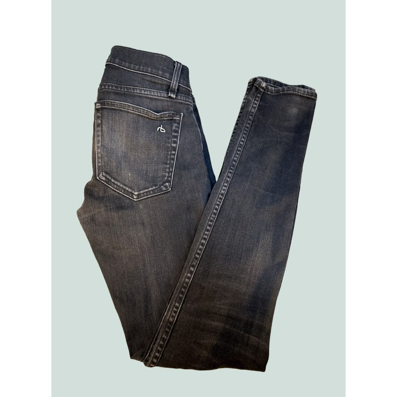 Rag & Bone Jeans Mens 28x34 Black Denim Skinny Leg Button Fly Slim Fit 5-Pocket Modern Designer Boys Mens