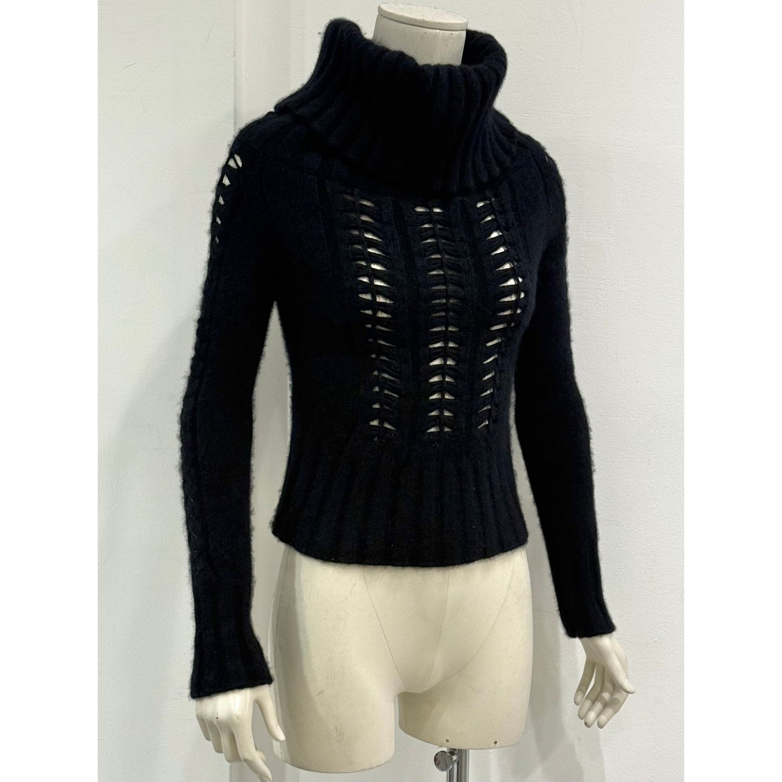Versace 2000s Gianni Versace exaggerated high neck cropped knit Size S / US 4 / IT 40 - 1 Thumbnail