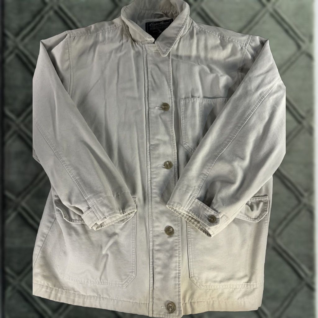 Eddie Bauer VINTAGE Eddie Bauer Chore Jacket Womens Large L Beige Khaki Goose Down Jacket Size L / US 10 / IT 46 - 1 Thumbnail