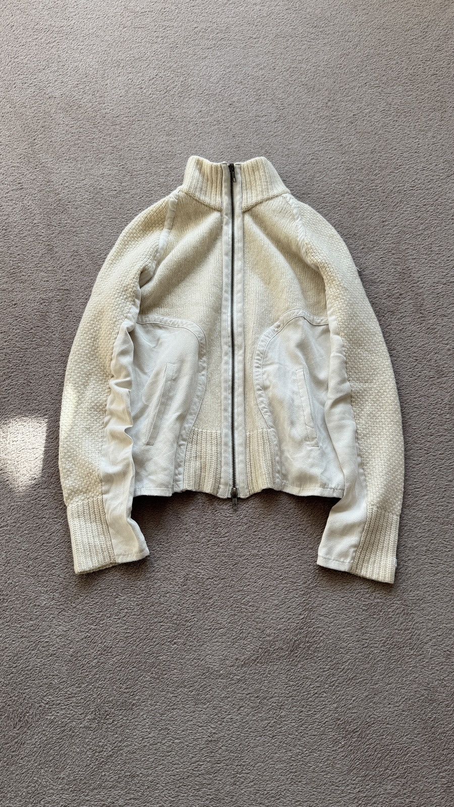 Vintage Y2K faded Zip Lambswool Knit Jacket lgb prada botega