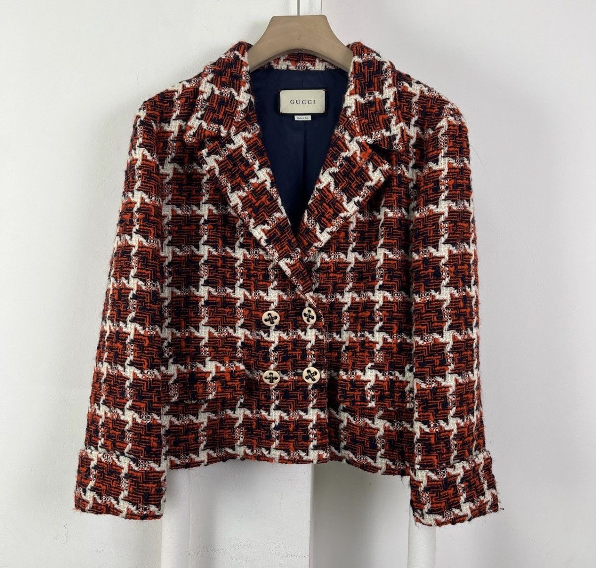 Gucci Gucci Red Tweed Woven Blazer K12 Size S / US 4 / IT 40 - 1 Thumbnail