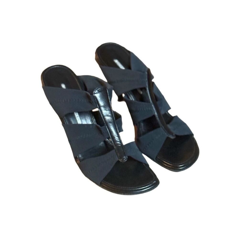 Donald Pliner Donald J. Pliner Women's Black Strappy Mesh Heeled Sandals Size US 9.5 / IT 39.5 - 4 Thumbnail
