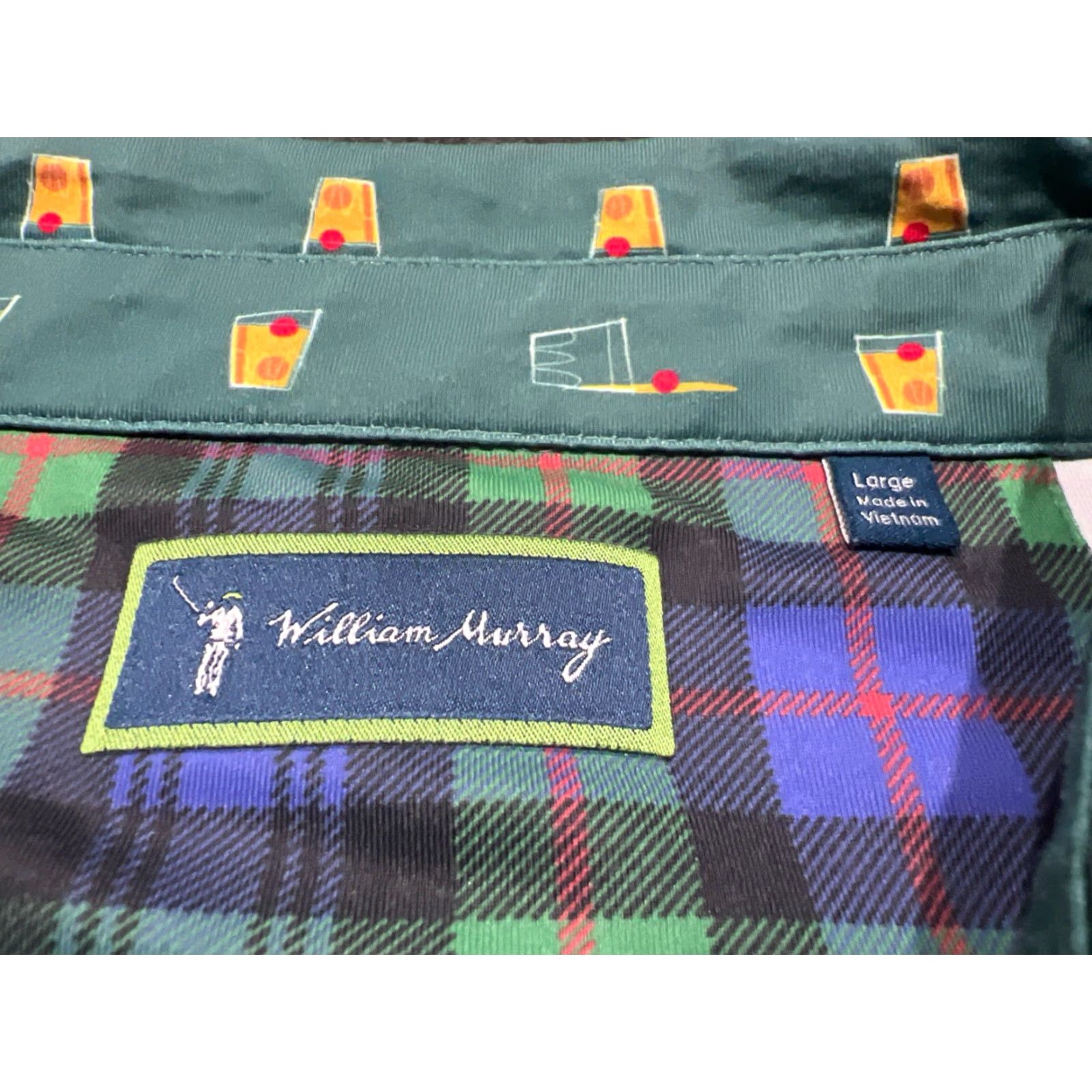 Vintage William Murray Golf Polo Mens L Green Old Fashion AOP Performance Size US L / EU 52-54 / 3 - 5 Thumbnail