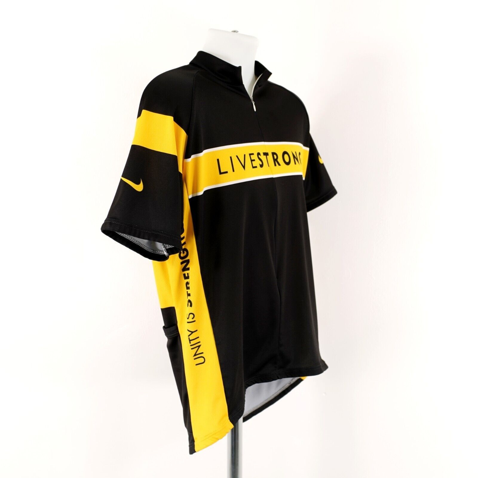 Vintage Nike Livestrong Black Yellow Polyester Mock Neck Cycling Jer Size US L / EU 52-54 / 3 - 11 Thumbnail