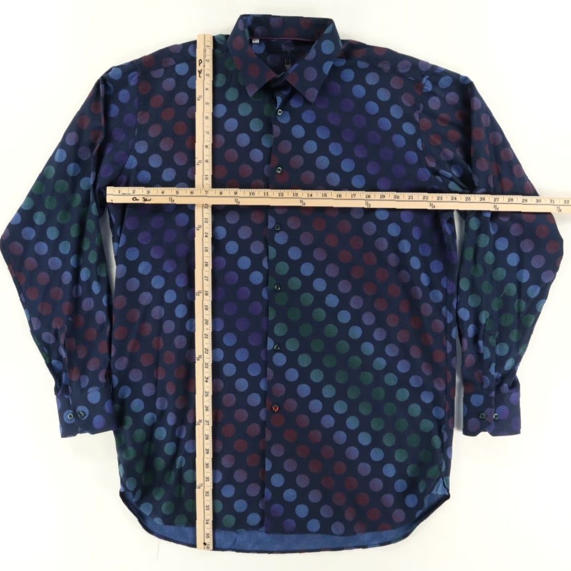 Vintage Visconti Black Gradient Sphere Dotted Long Sleeve Button Up Shirt Navy Blue Mens XLT Size US XL / EU 56 / 4 - 3 Thumbnail
