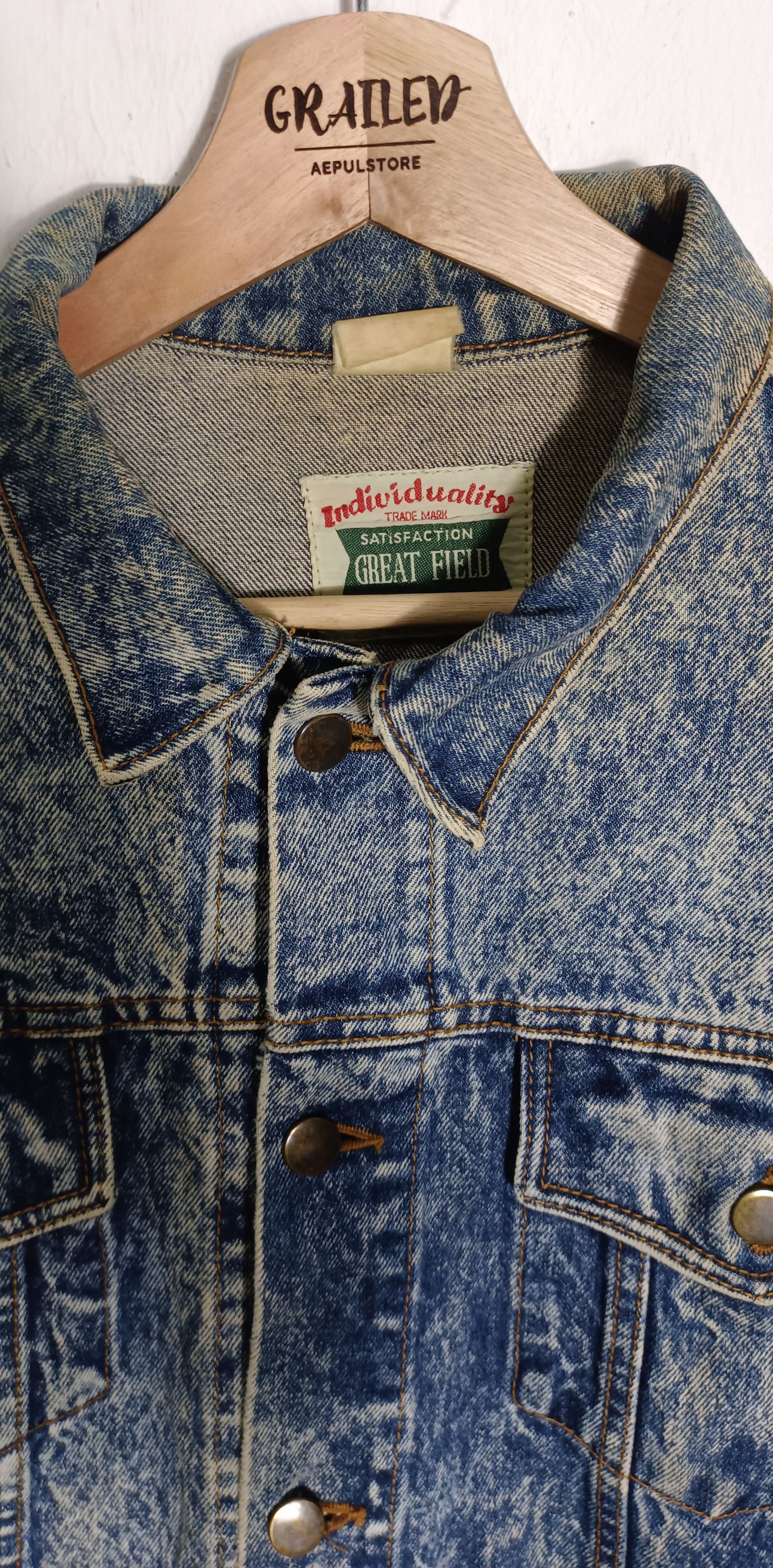 Japanese Brand × Vintage Vintage 💥Individuality Acid Wash Denim Jacket Size US XXL / EU 58 / 5 - 10 Thumbnail