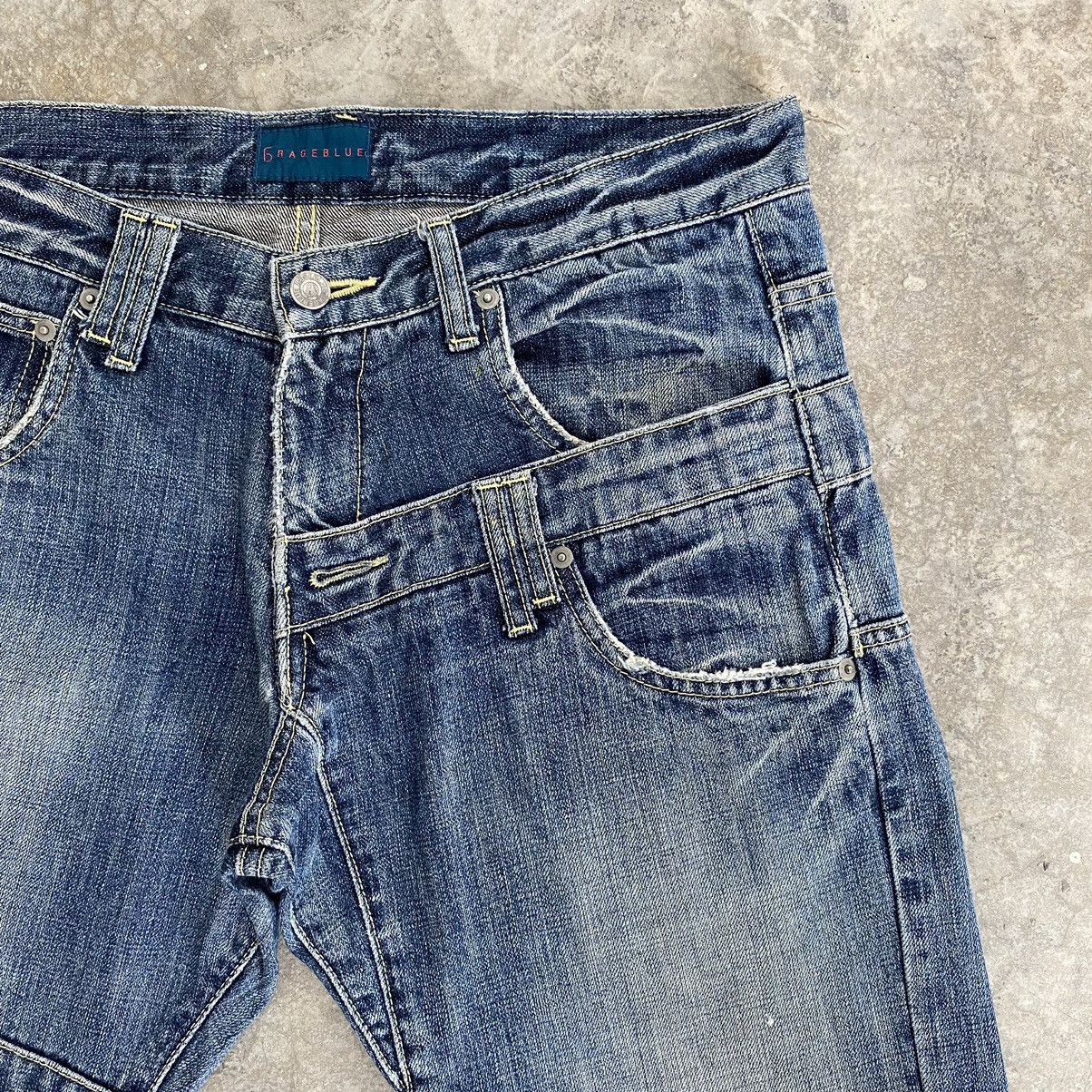 Designer × Japanese Brand Rage Blue Japan Double Waist Denim Jeans Size US 31 - 7 Thumbnail
