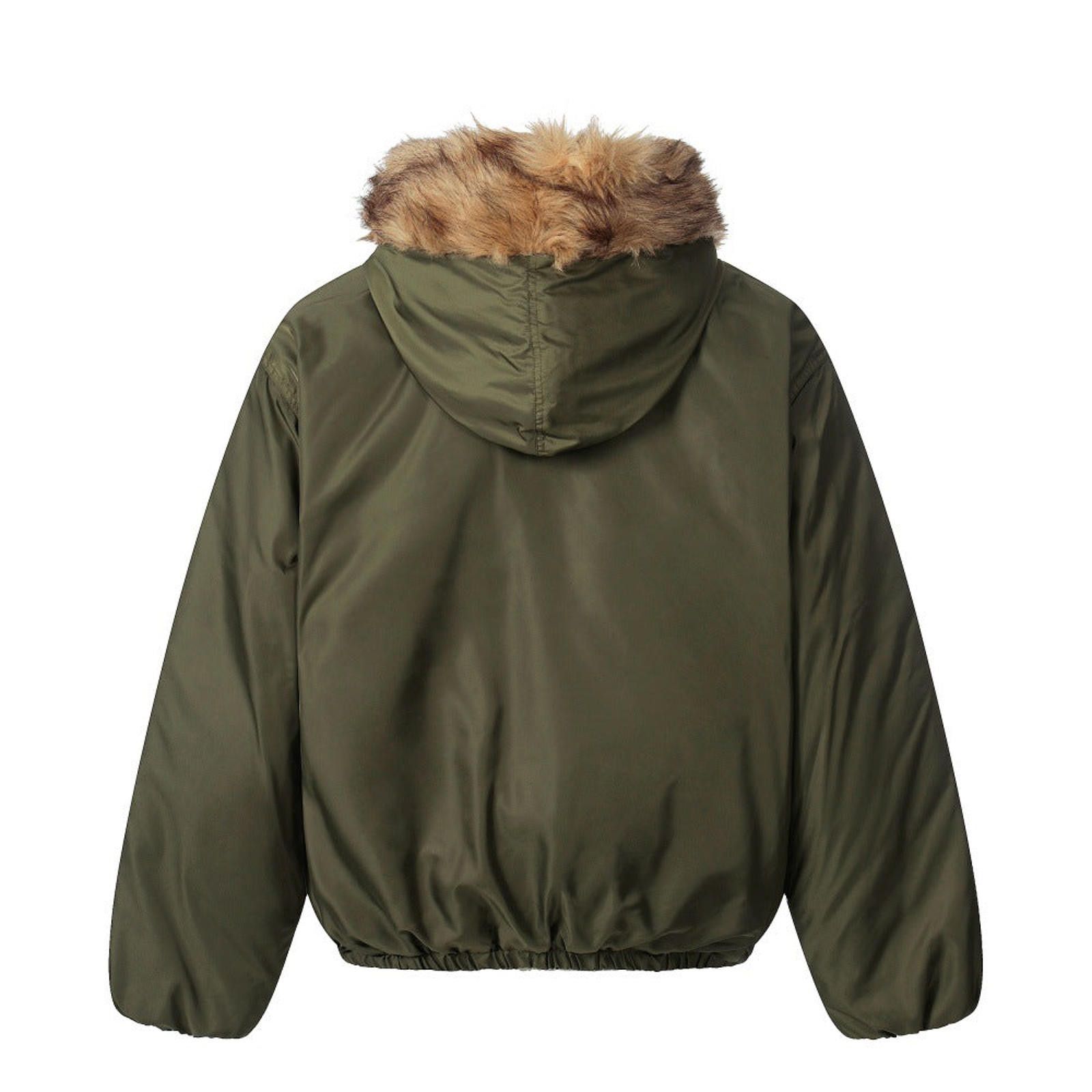 Japanese Brand Olive Green Faux Fur Trim Winter Jacket, Hooded Coat Size US M / EU 48-50 / 2 - 2 Thumbnail