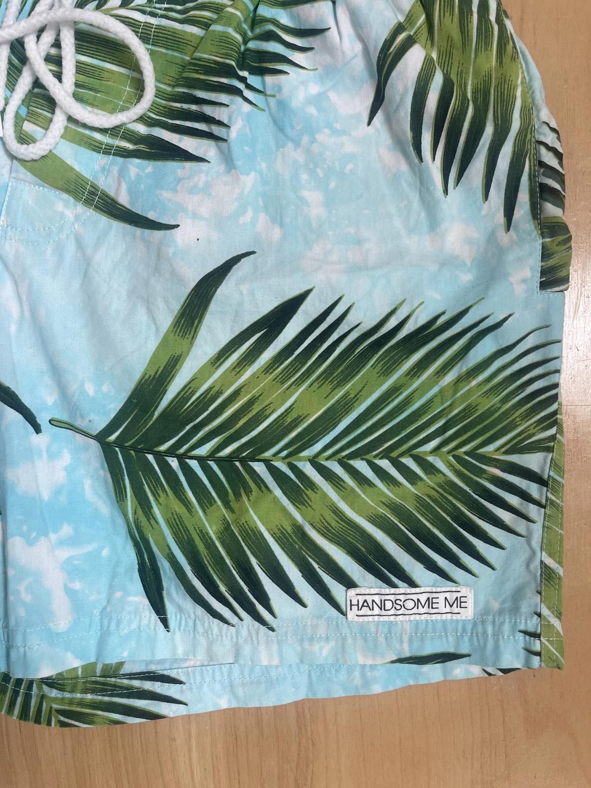 Designer Handsome Me Tropical Palm Print Shorts US Mens 32 Green Blue Size US 32 / EU 48 - 2 Thumbnail