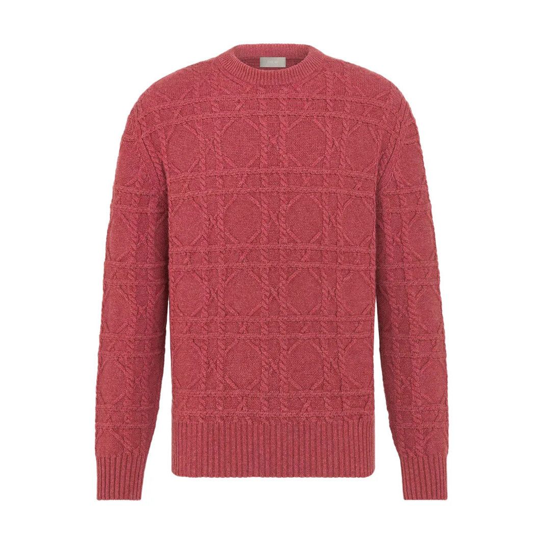 DIOR $3200 Pink Cashmere Cannage Sweater New & Authentic (Wo