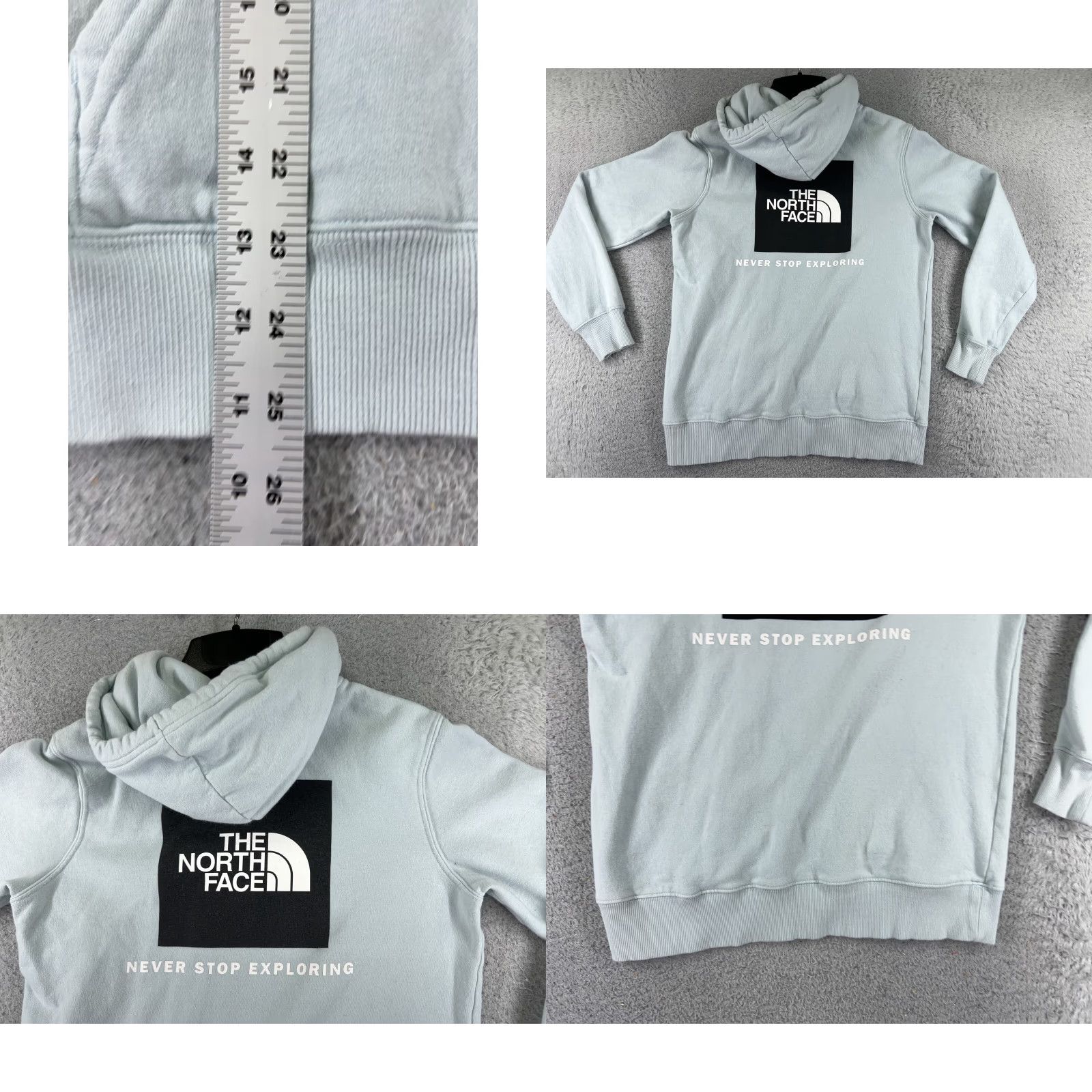 The North Face The North Face Hoodie Womens Small Blue Pullover Pocket Cotton Blend Size S / US 4 / IT 40 - 9 Thumbnail