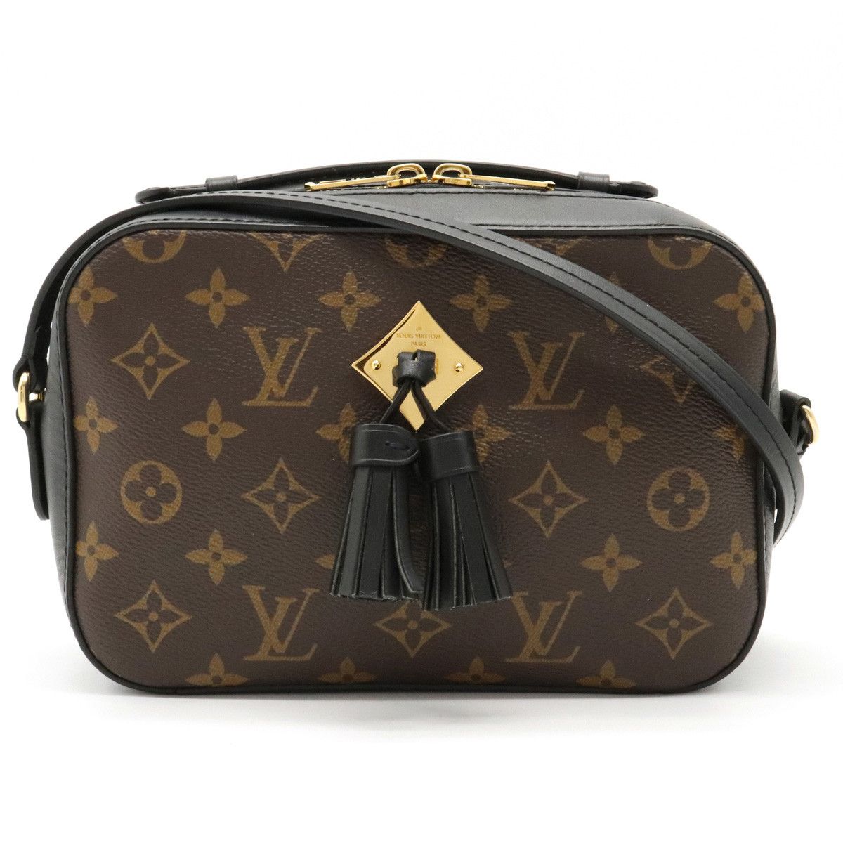 Louis Vuitton Monogram Saintonge Shoulder Bag 2way Handbag Tassel Leather Noir Black