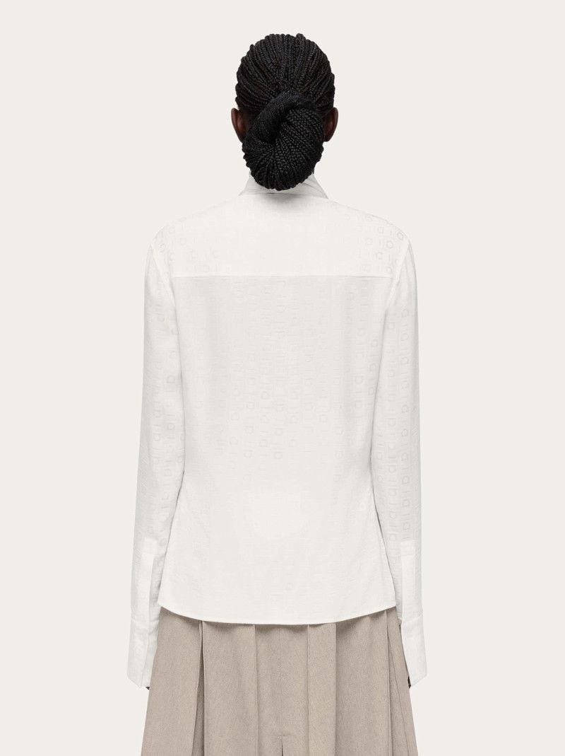 Salvatore Ferragamo o1s1rm0426 Sash Collar Shirt in White Size XS / US 0-2 / IT 36-38 - 3 Thumbnail