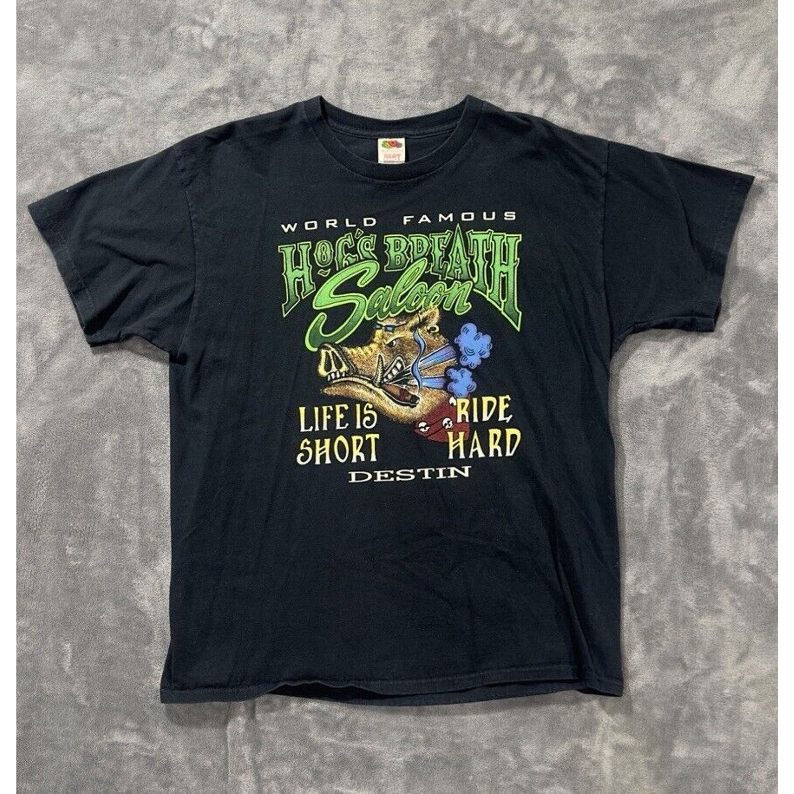 Fruit Of The Loom VTG Y2K Hog’s Breath Saloon Florida Mens Black Shirt Size XL Size US XL / EU 56 / 4 - 1 Thumbnail