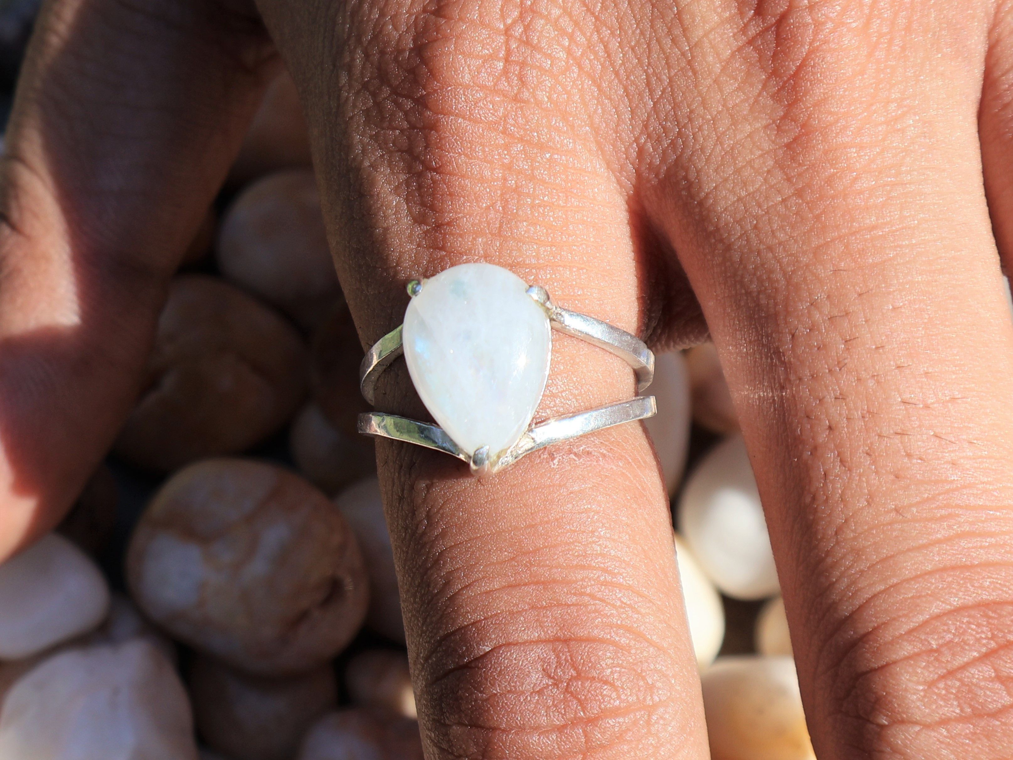 Handmade Rainbow Moonstone Ring, Handmade Ring, 925 Sterling Silver, Size ONE SIZE - 8 Thumbnail