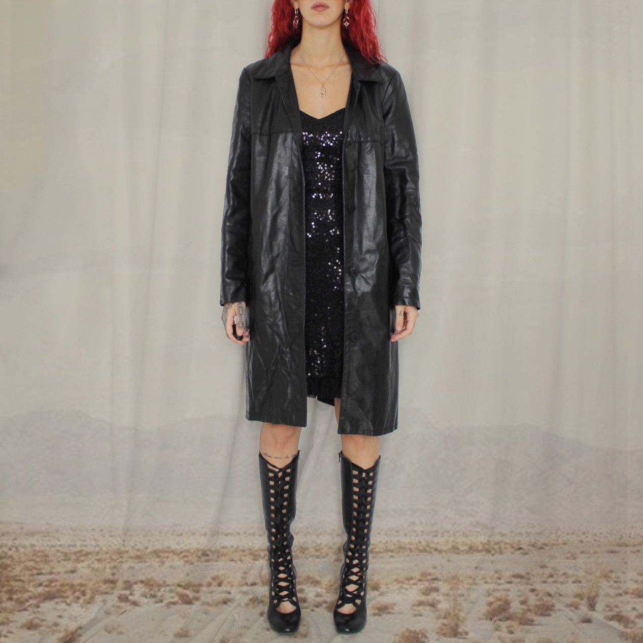Vintage 🦇BLACK LEATHER COAT🦇 Size M / US 6-8 / IT 42-44 - 2 Thumbnail