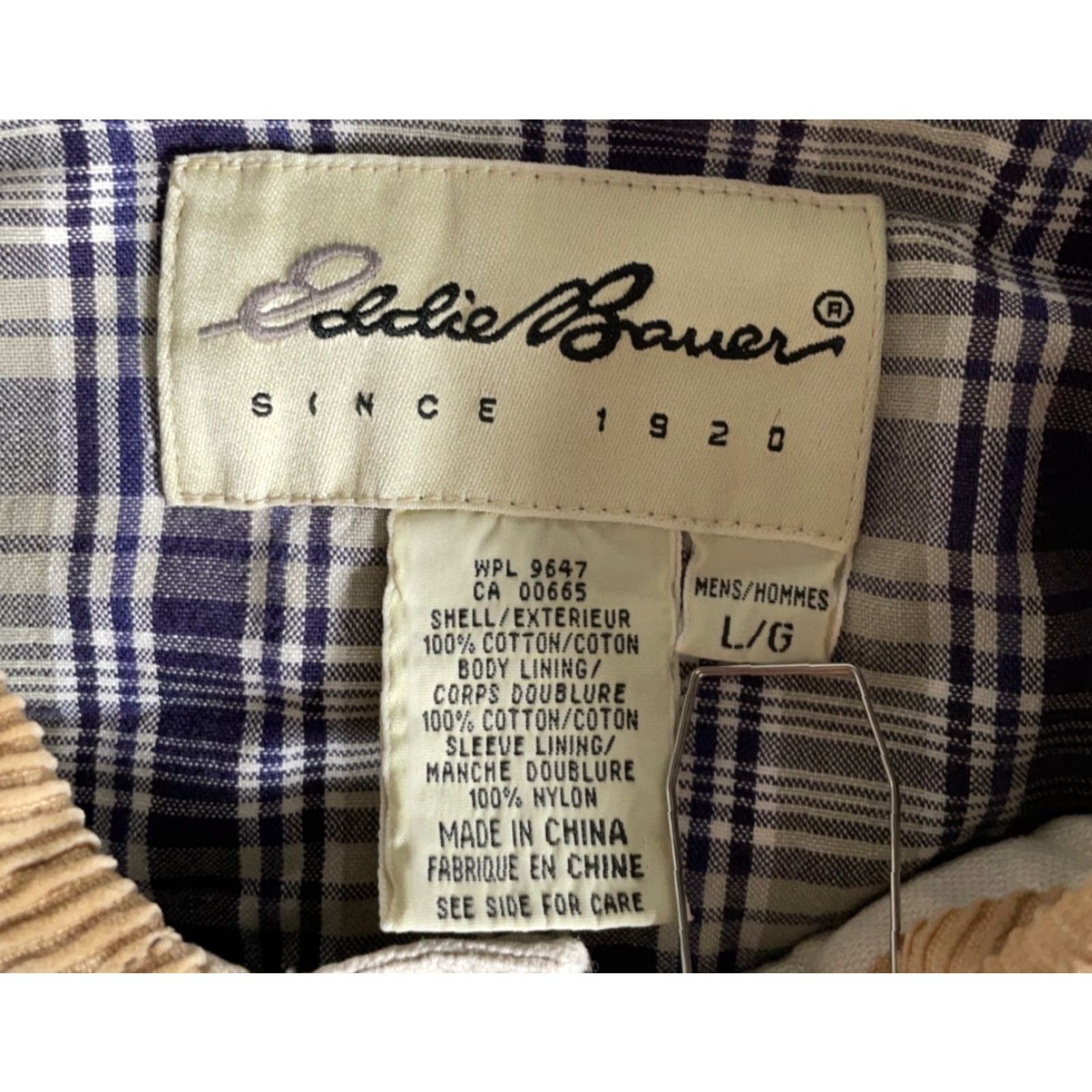 Eddie Bauer Eddie Bauer Lined Canvas Chore Jacket Men's Large Beige Corduroy Collar Size US L / EU 52-54 / 3 - 4 Thumbnail