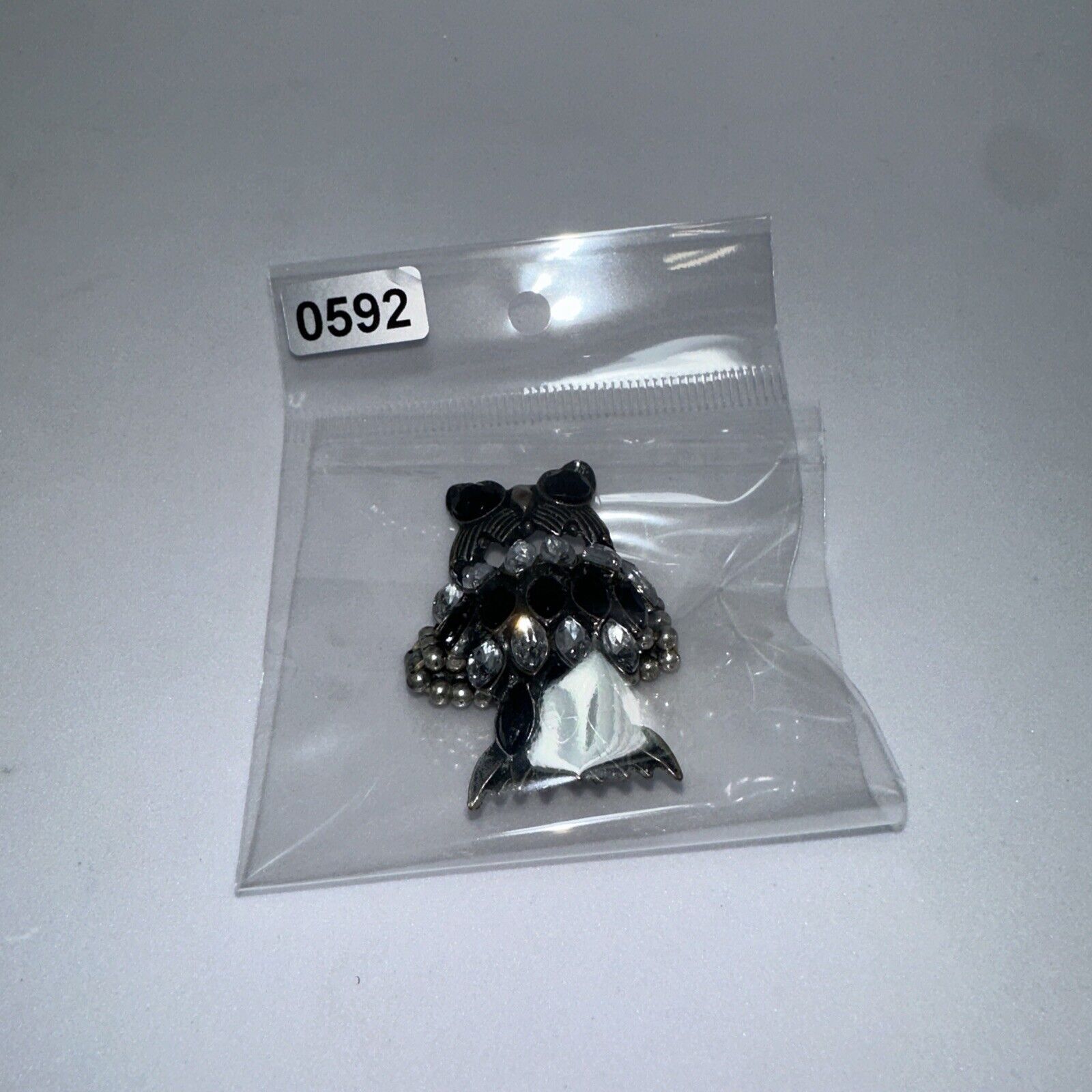 Other Vintage Gunmetal Owl Black Clear Rhinestones Stretch Ring Size ONE SIZE - 13 Thumbnail