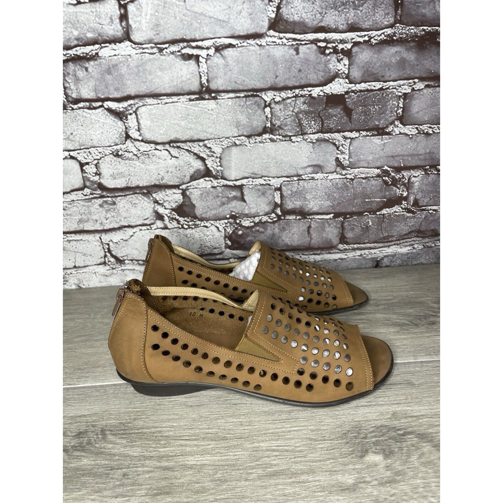 Other Sesto Meucci Evonne Brown Nubuck Perforated Open Toe Back Zi Size US 10 / IT 40 - 21 Thumbnail