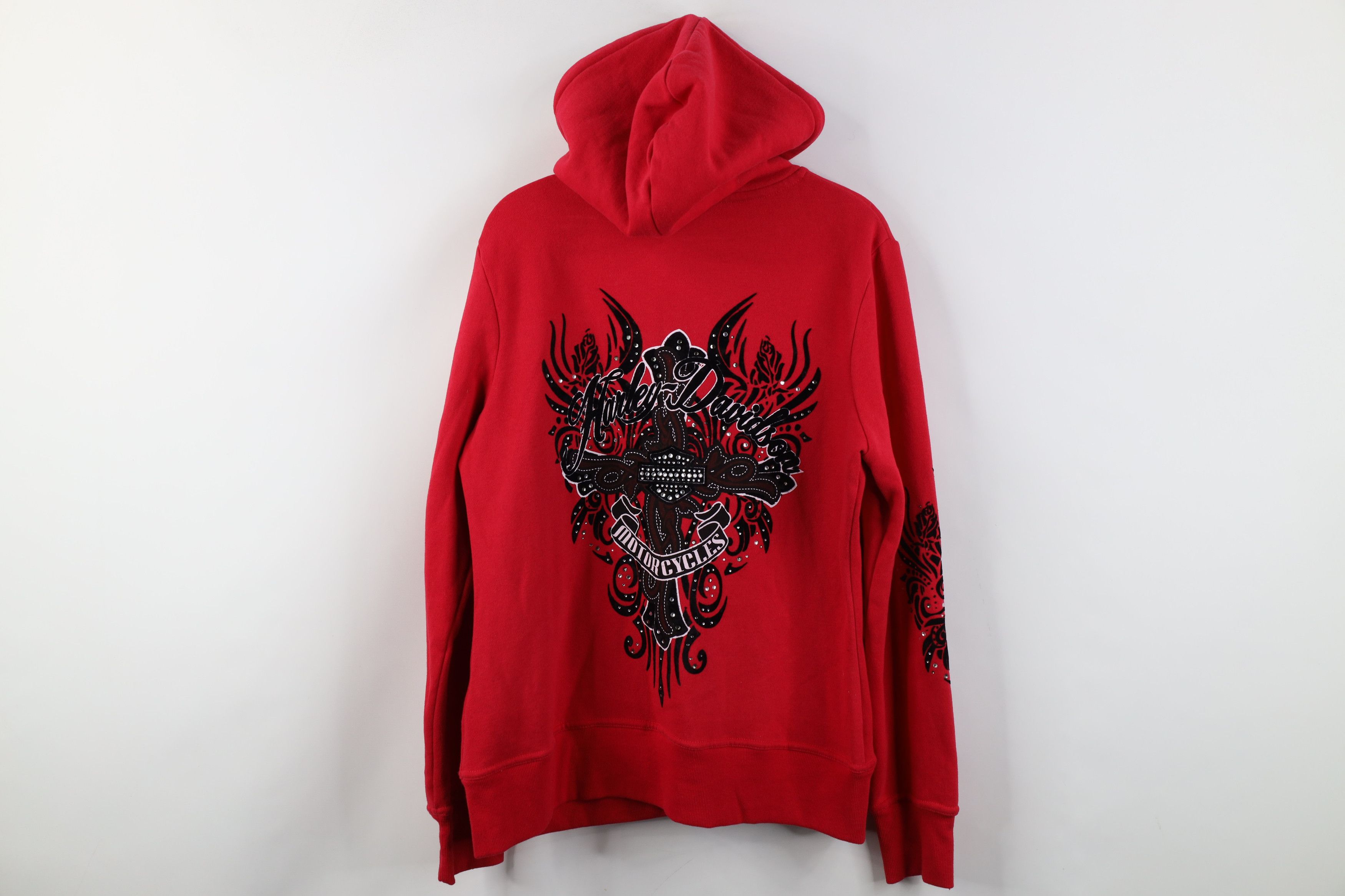 Harley Davidson Vintage Y2K Harley Davidson Rose Rhinestone Full Zip Hoodie Size L / US 10 / IT 46 - 14 Thumbnail