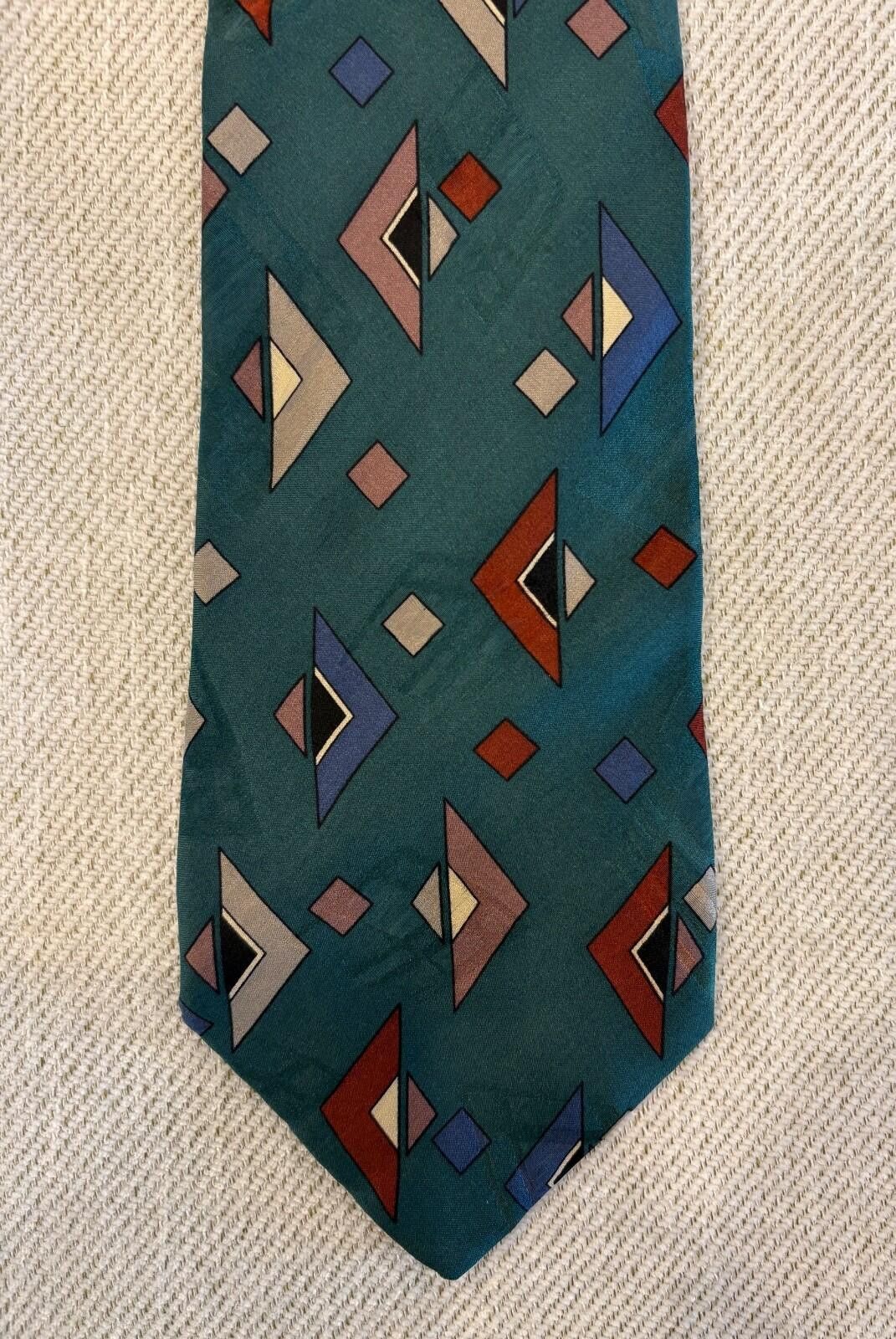 Bugatti Bugatti Silk Tie VTG 90s Geometric Abstract Memphis Design Size ONE SIZE - 5 Thumbnail