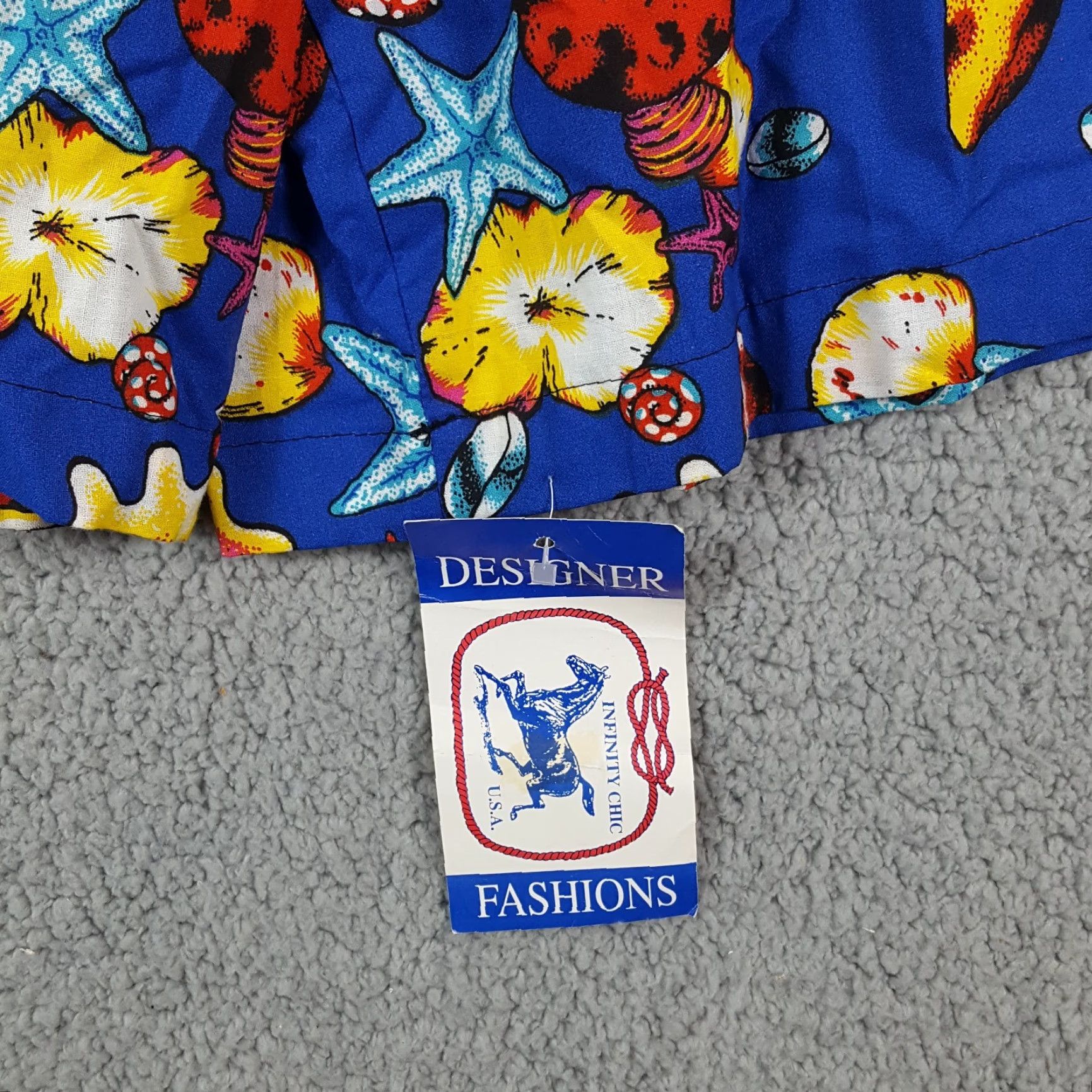 Vintage VINTAGE 80s Infinity Chic High Waist Paperbag Shorts Women's Medium Blue Underwater Shell Casual Beach Size 32" / US 10 / IT 46 - 3 Thumbnail