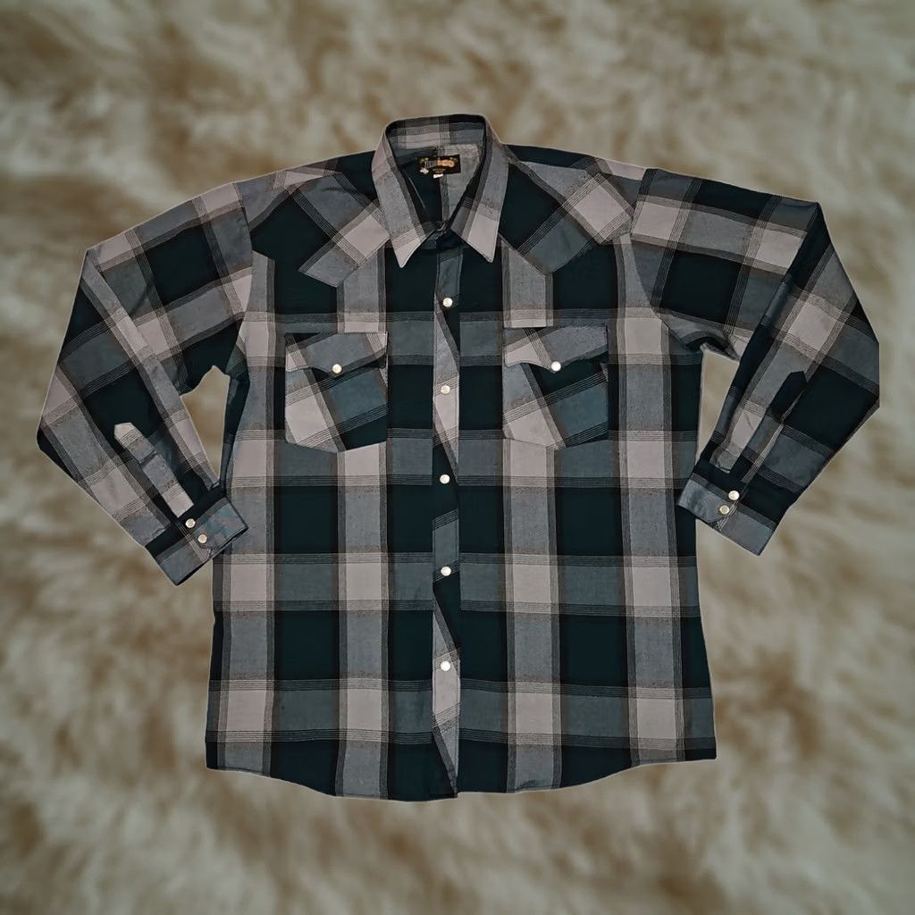 Vintage Rodeo Western Shirt Long Sleeve Men's XL Green Plaid Cowboy Classic Snap Size US XL / EU 56 / 4 - 1 Thumbnail