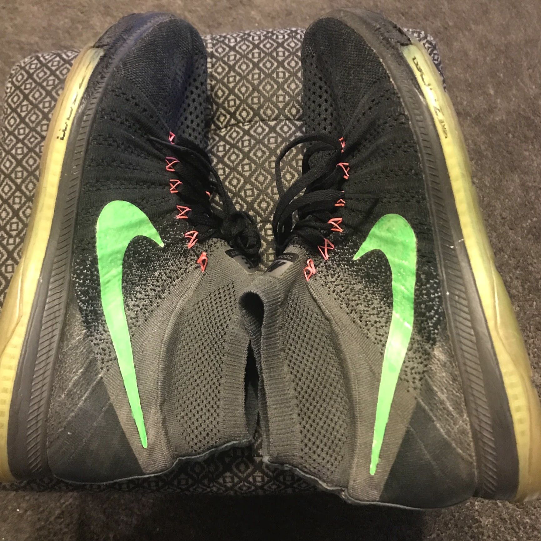 Nike VINTAGE Nike Zoom All Out Flyknit Black White Pink 844134-002 Men's Sz: 12.5 Sneaker Athletic Mens Shoes Running Gym Size US 13 / EU 46 - 6 Thumbnail