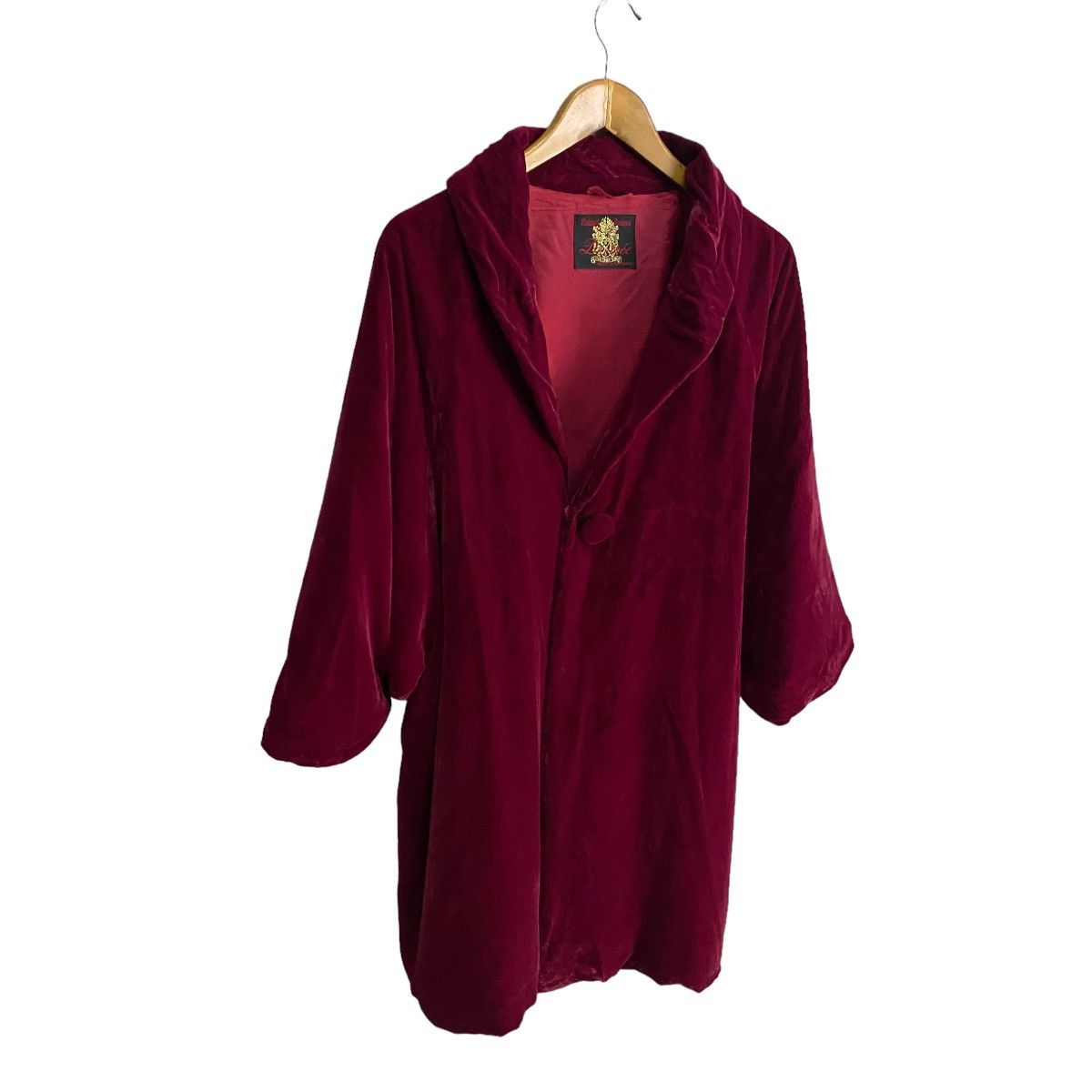 Velvet × Vintage Vintage 60s Red Velvet Collared Kimono Jacket Size XL / US 12-14 / IT 48-50 - 2 Thumbnail