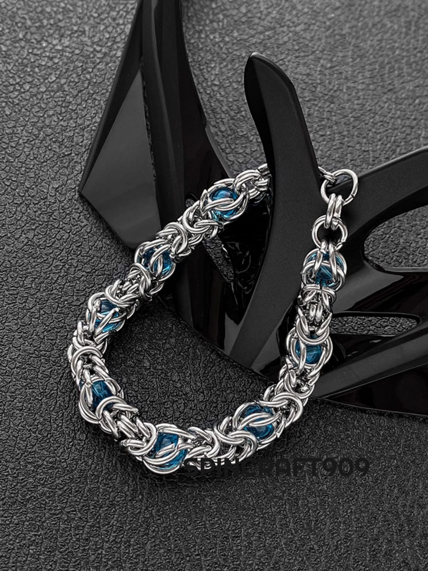 Jewelry Chunky Chain Link Blue Gemstone Bracelet Size ONE SIZE - 2 Thumbnail
