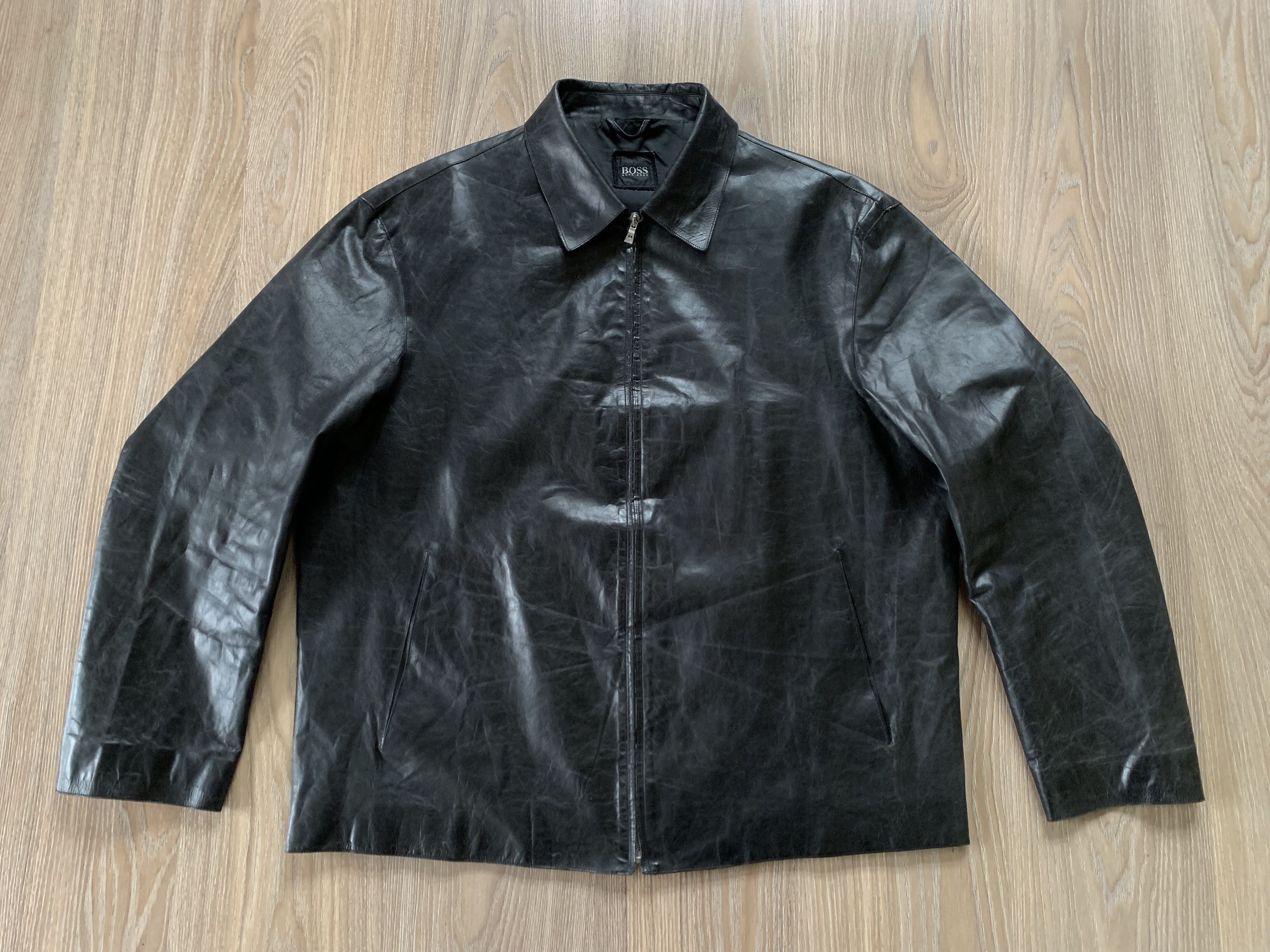 Hugo Boss Hugo Boss Rare Vintage Black Leather Jacket Size US XXL / EU 58 / 5 - 2 Thumbnail
