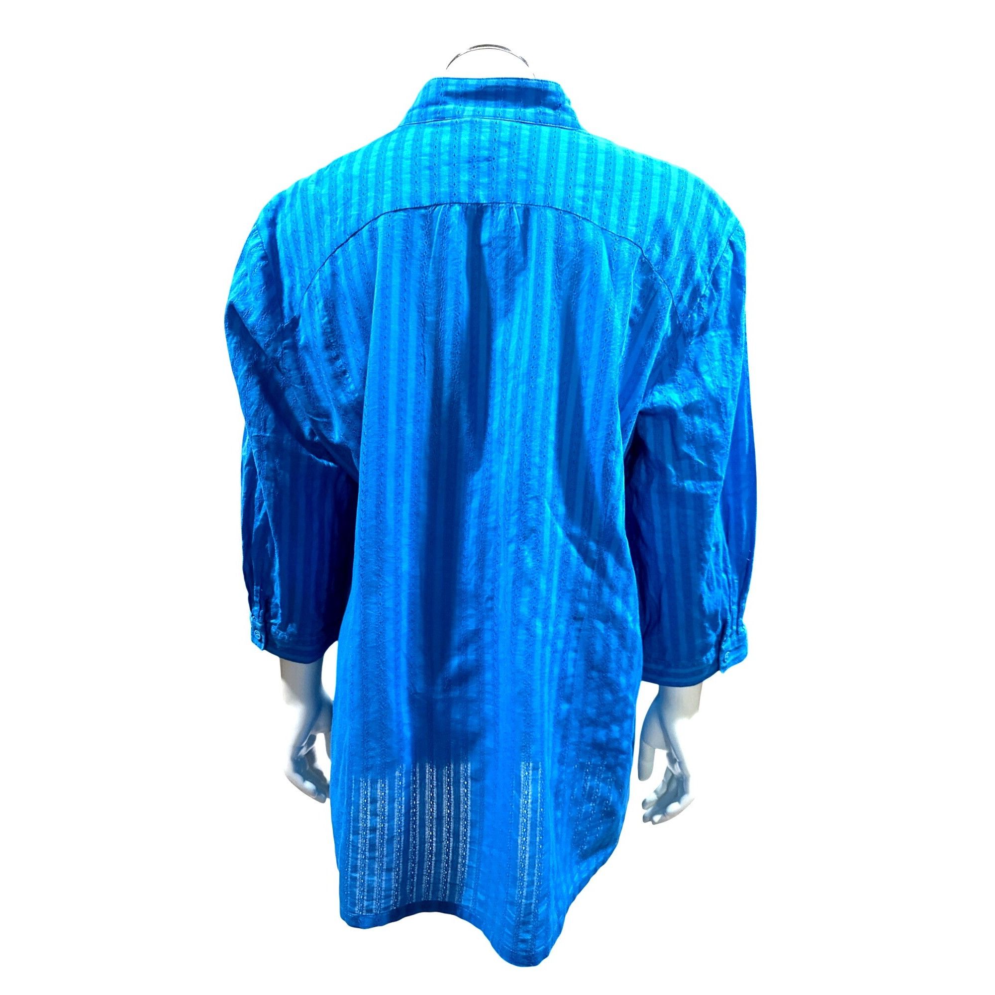 Chicos Chicos Button up Blue Pintuck Tunic Blouse Boho Chic Half Sl Size XL / US 12-14 / IT 48-50 - 3 Thumbnail