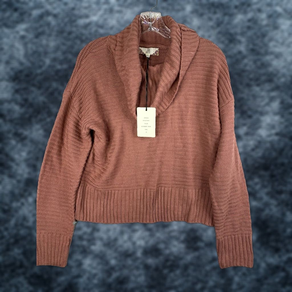 Vintage VINTAGE Pink Rose Junior Sweater M Pink Turtleneck Cable Knit Pullover Cropped NWT Size M / US 6-8 / IT 42-44 - 1 Thumbnail